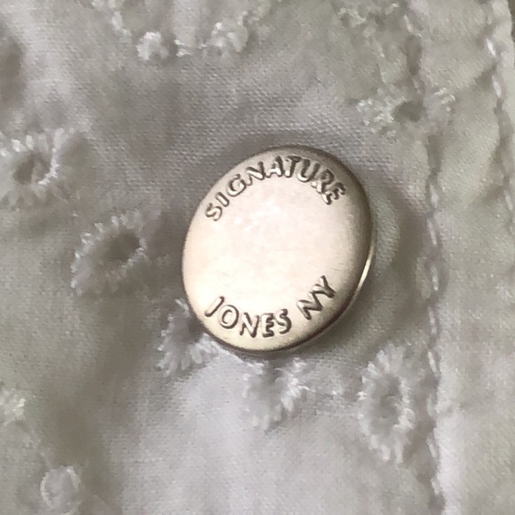 Jones New York Signature White Eyelet Jacket Petite Medium - Picture 11 of 11